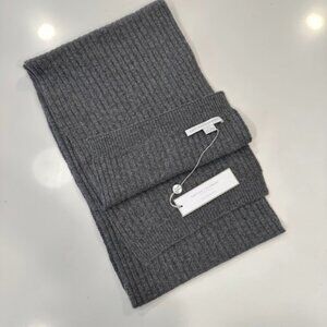 NWT Captiva Cashmere by Balbianello Charcoal Grey Ribbed Scarf